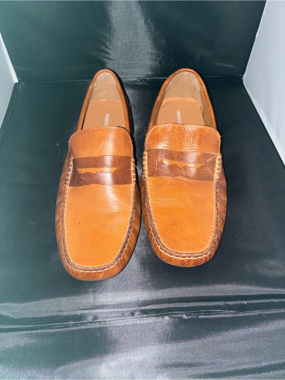 Franco Fortini Tan/Brown Leather Penny Loafers